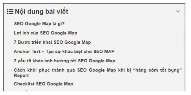 Mục Lục Bài Viết - Một Phần Của SEO On Page