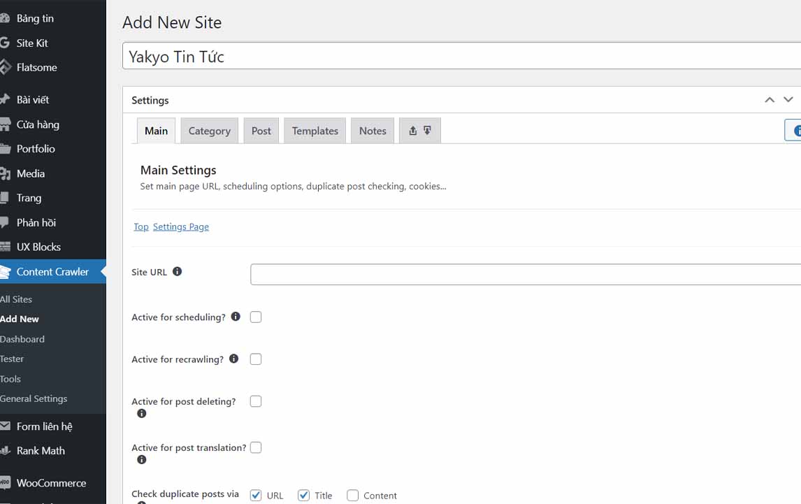 cấu hình Plugin Content Crawler