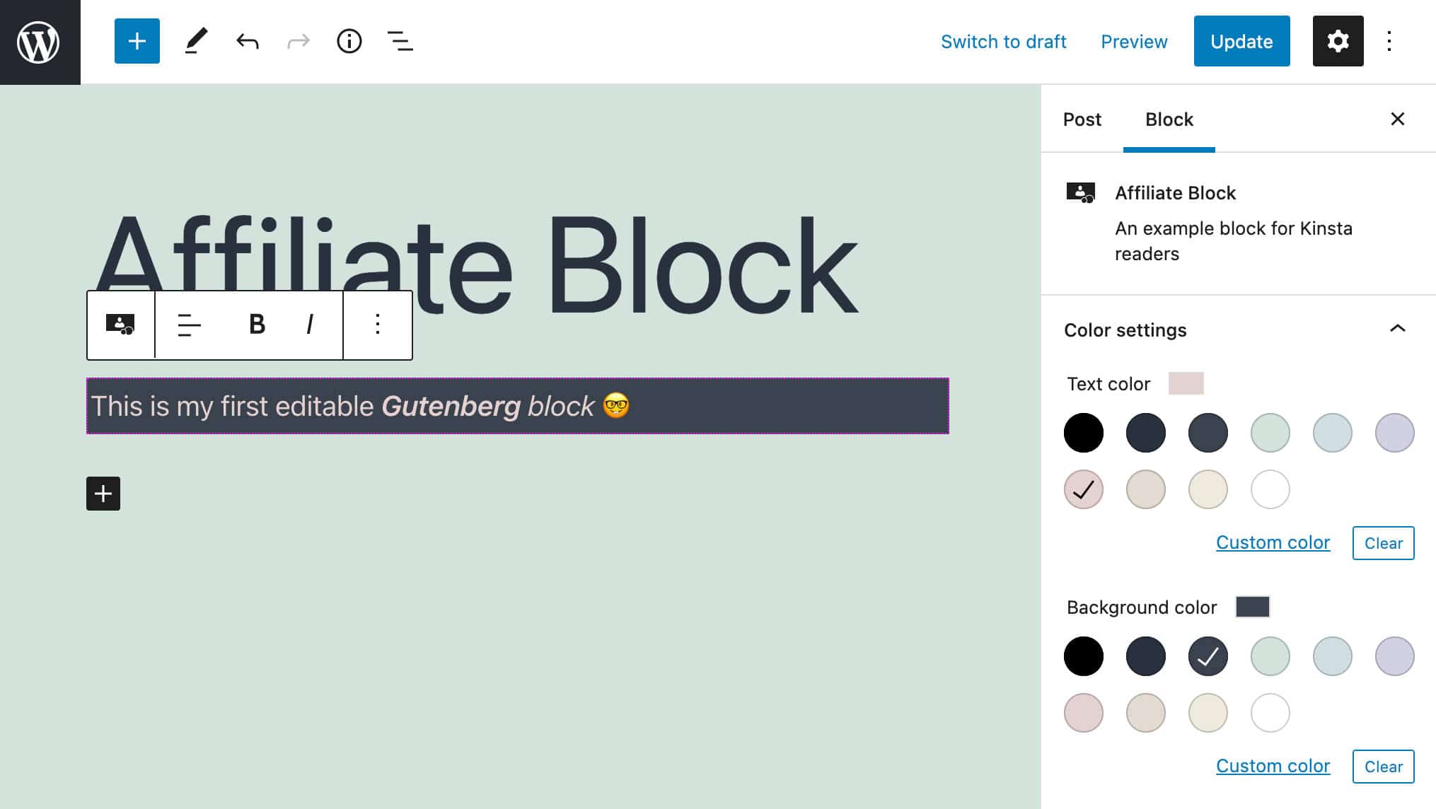 Tạo Block setting sidebar