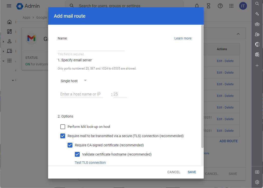 Điều hướng Mail về server mail nội bộ trên Google Workspace -2