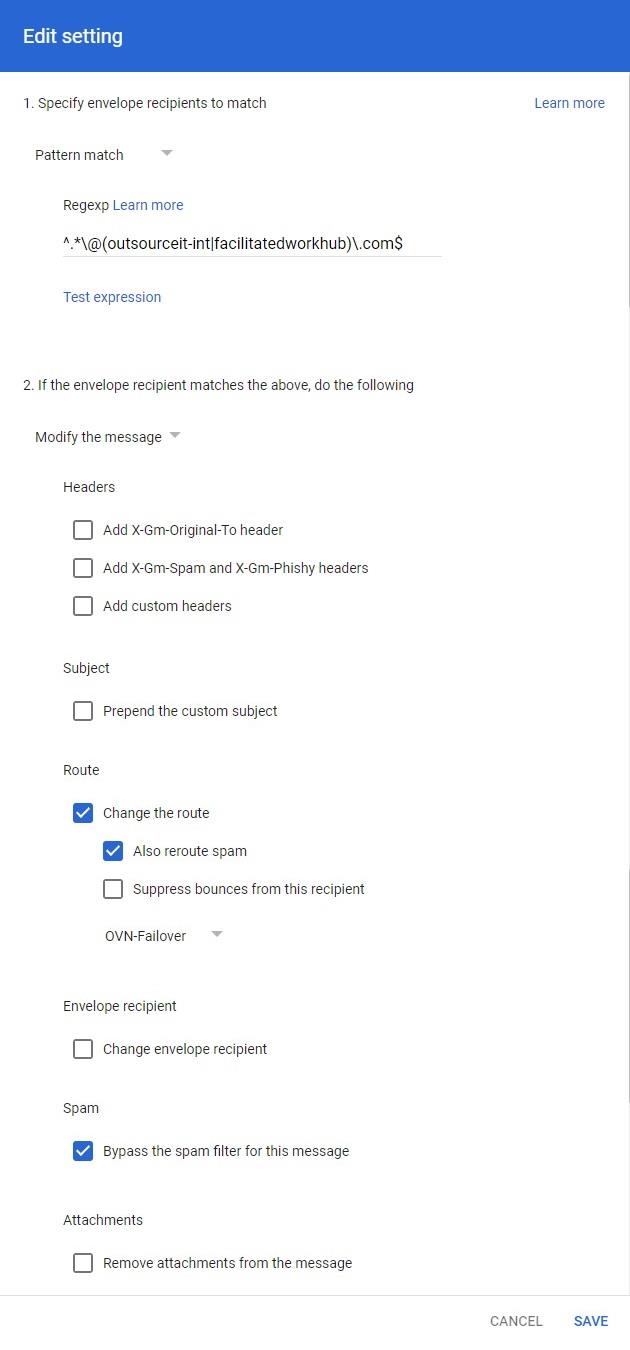 Điều hướng Mail về server mail nội bộ trên Google Workspace