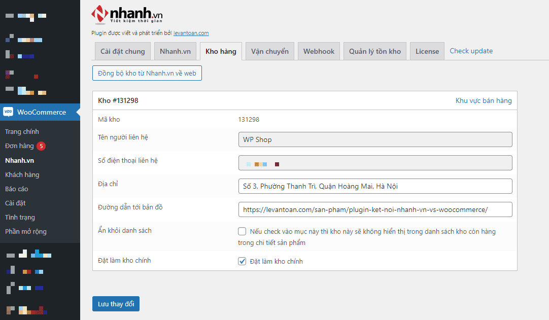 Đồng bộ cửa hàng/kho từ Nhanh.vn về website