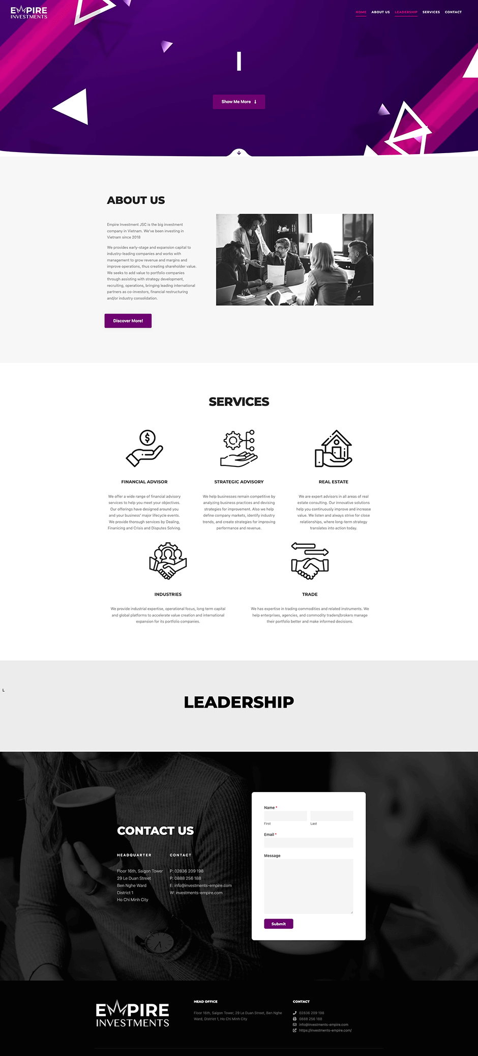 Dự án website landingpage investments-empire.com