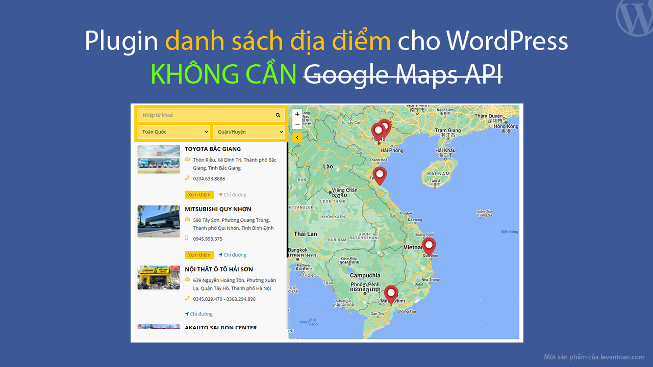 Plugin WP - Hiển thị danh sách cửa hàng trên Google Maps