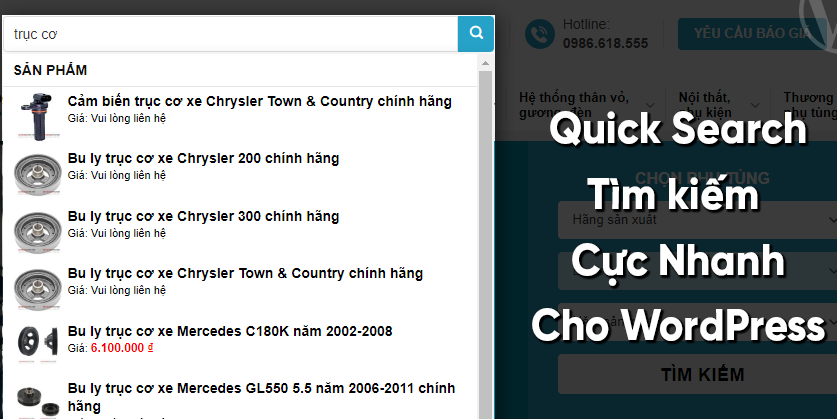 Plugin WP - Tìm kiếm nhanh cho Woocommerce
