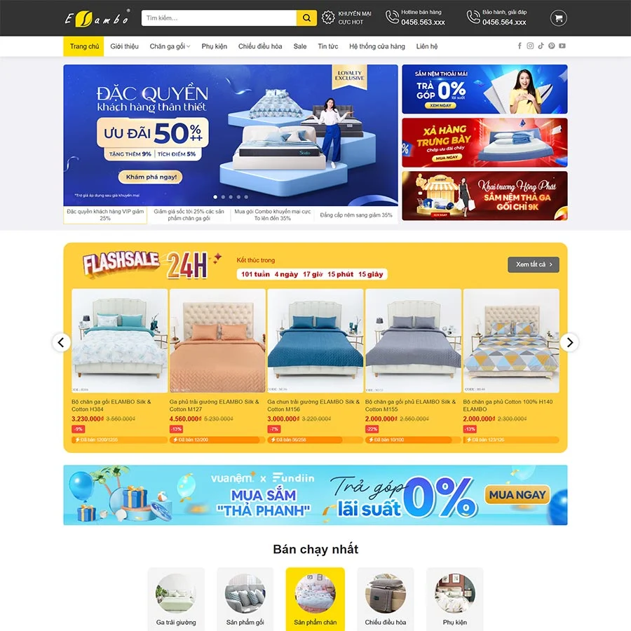 Theme cửa hàng chăn ga gối nệm