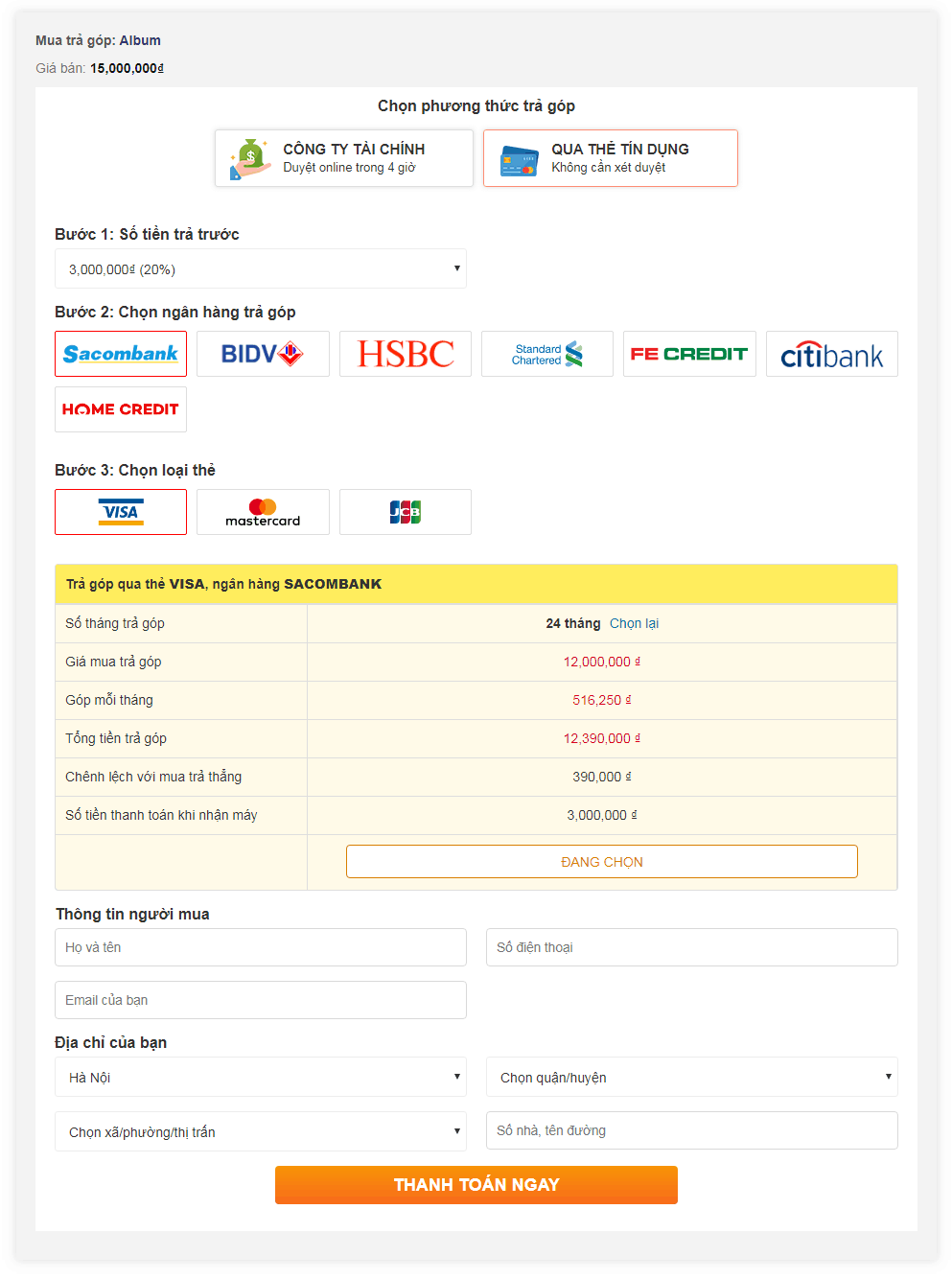 Plugin WP - Trả góp qua các công ty tài chính với Woocommerce