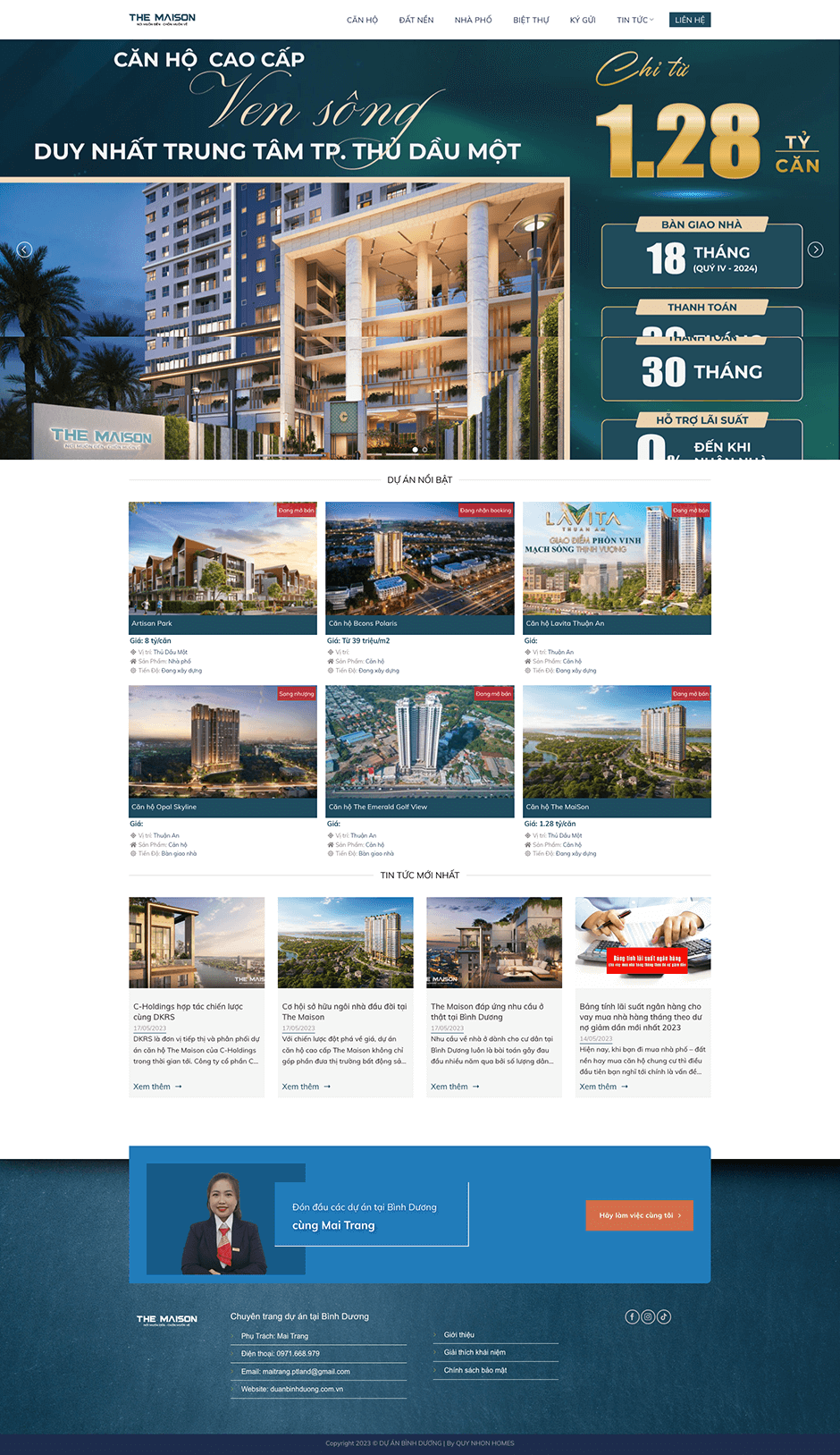 website mẫu dự án bất động sản bình dương