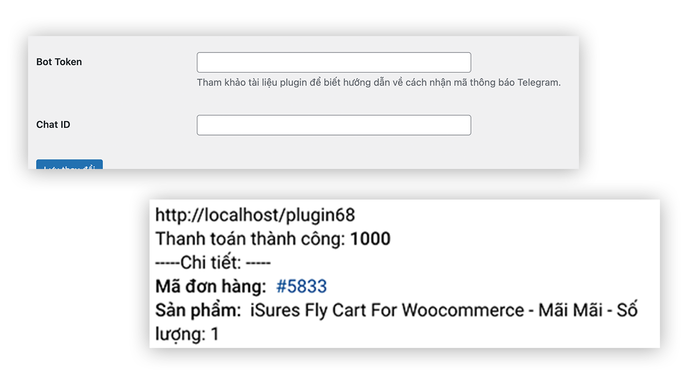 Thông báo giao dịch hoàn tất qua Telegram