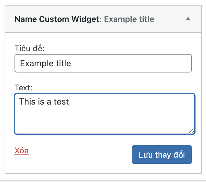 Tạo form setting options cho widget