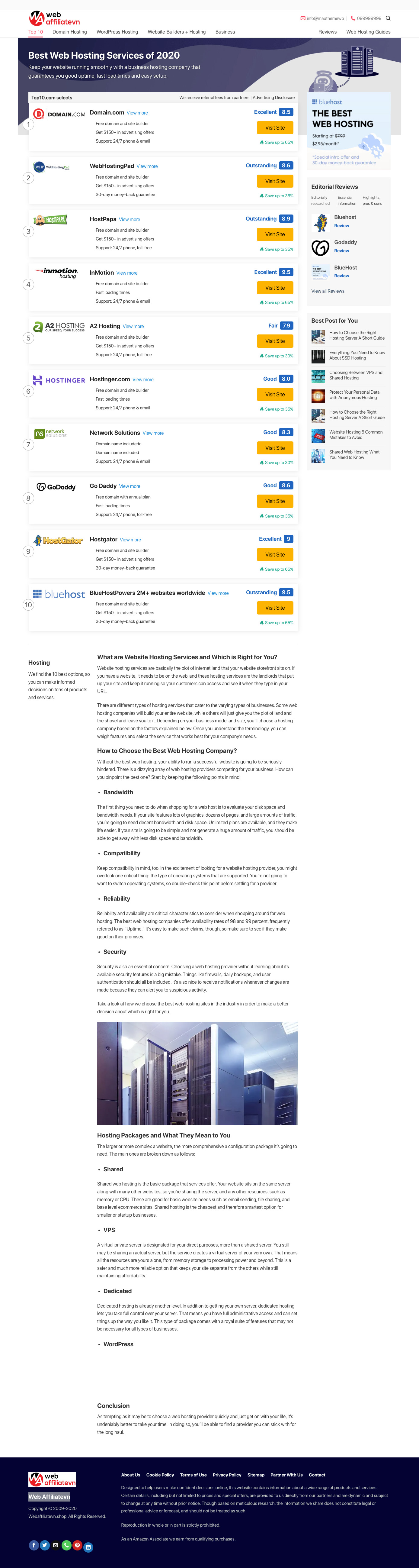 Theme Web Affiliate Hosting