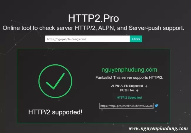 kiểm tra đã tồn tại http 2 