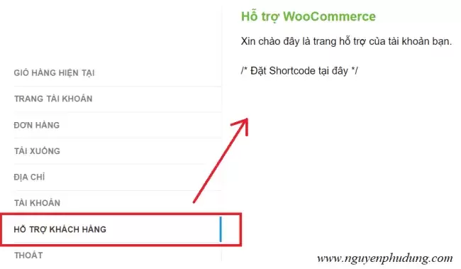 Thêm Tab trên trang Tài Khoản WooCommerce