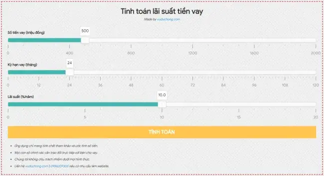 Plugin WP Tính lãi vay đơn giản
